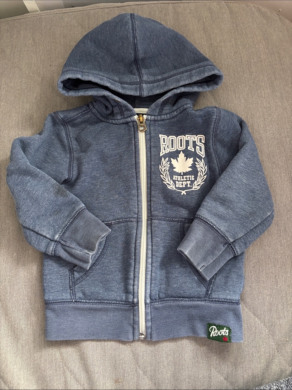 Roots Kids Blue Zip-Up Hoodie with Crest